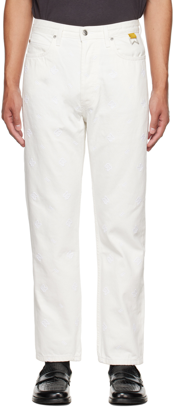 Rhude White Embroidered Bandana Jeans