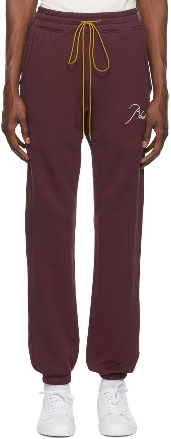 Rhude: Burgundy Cotton Lounge Pants 
