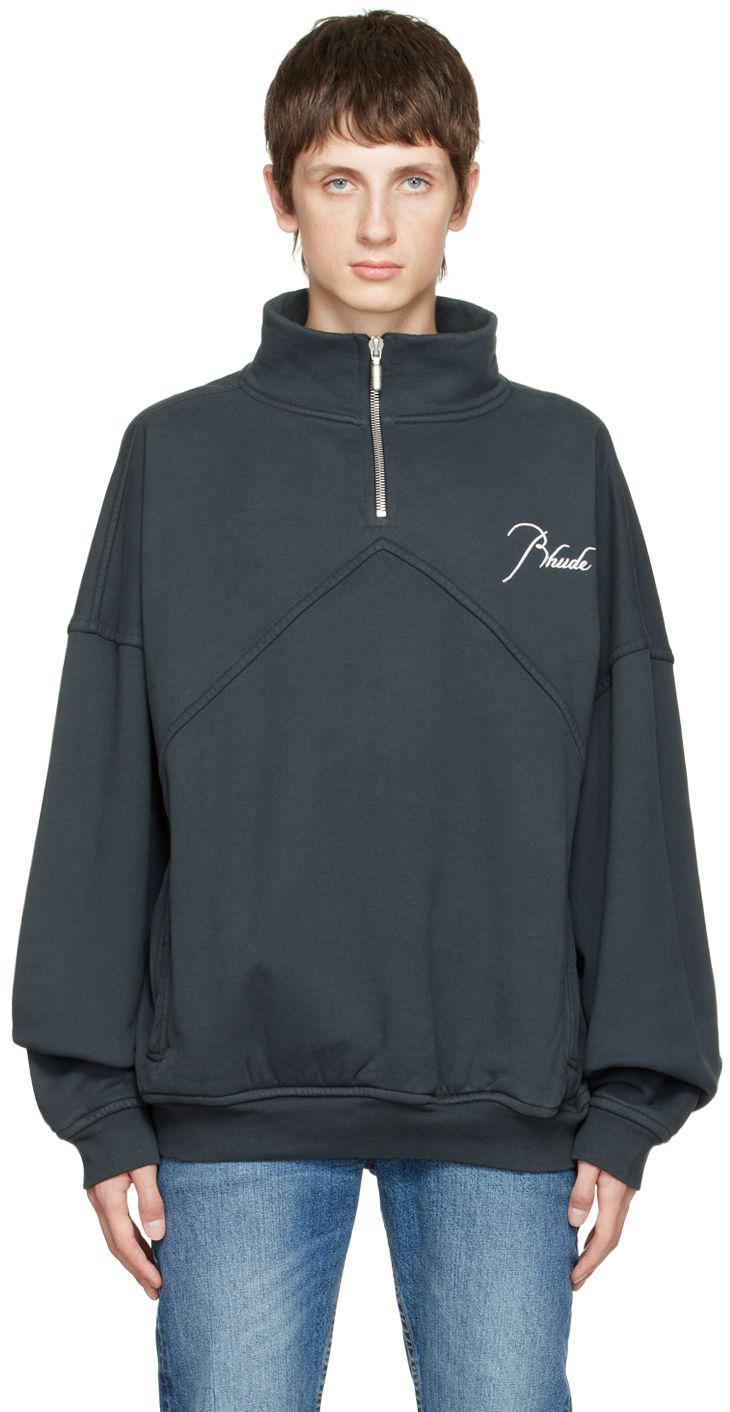 Rhude SSENSE Exclusive Black Quarter Zip Sweater