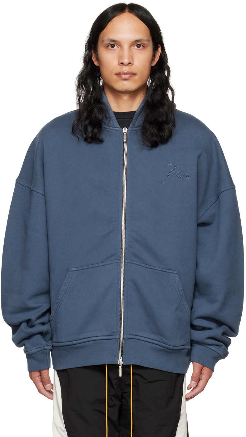 Rhude Blue Embroidered Hoodie