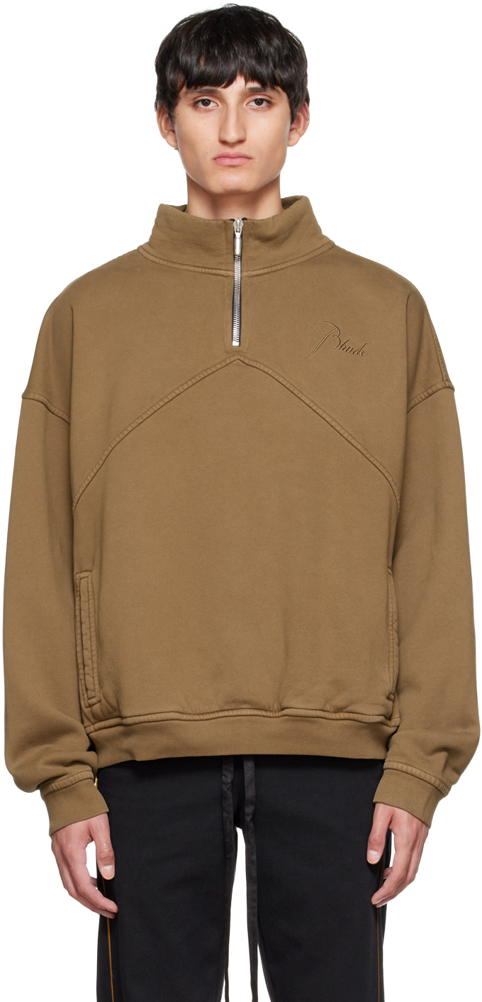 Rhude Brown Half-Zip Sweatshirt