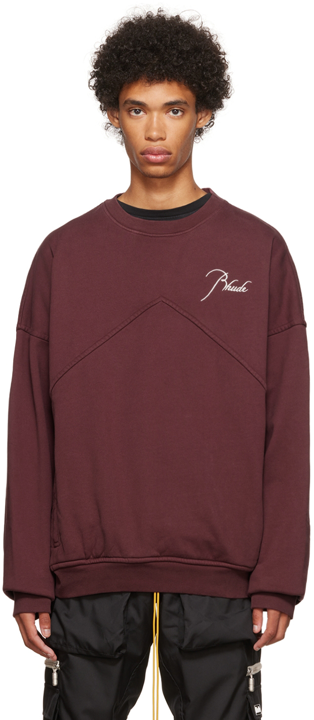 Rhude Burgundy Paneled Sweatshirt
