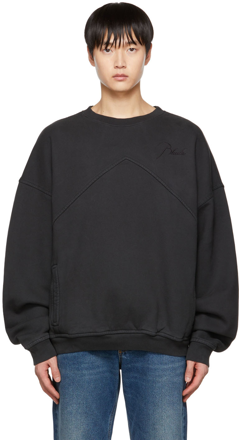 Rhude: Black Embroidered Sweatshirt | SSENSE