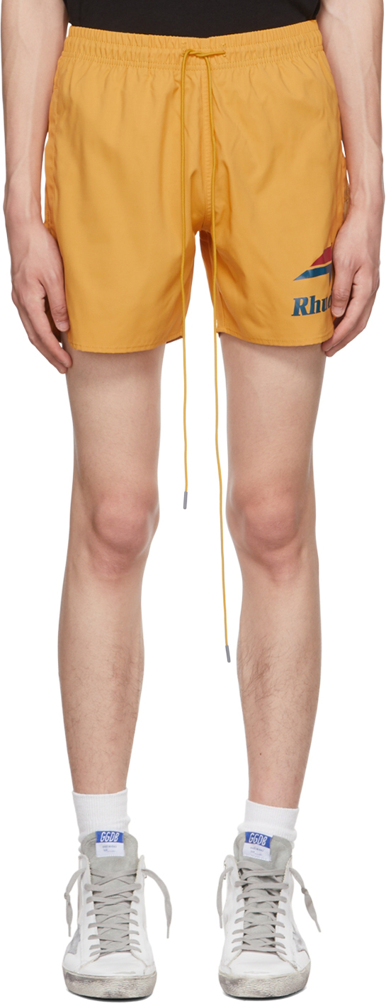 Rhude Yellow Drawstring Swim Shorts