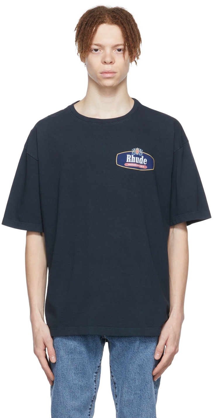 Rhude: Black Cotton T-Shirt | SSENSE Canada