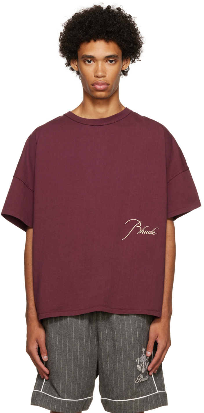 Rhude: Burgundy Reverse T-Shirt | SSENSE UK