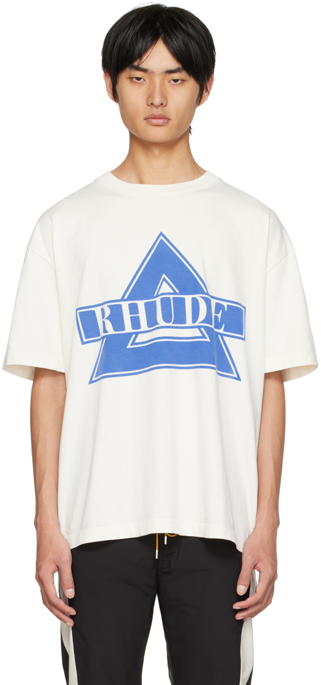 Rhude: Off-White Triangle T-Shirt | SSENSE UK