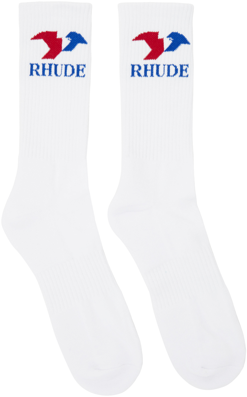 Rhude White & Blue Eagle Socks