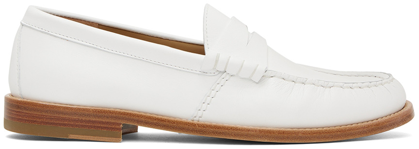 Rhude: White Leather Loafers | SSENSE UK