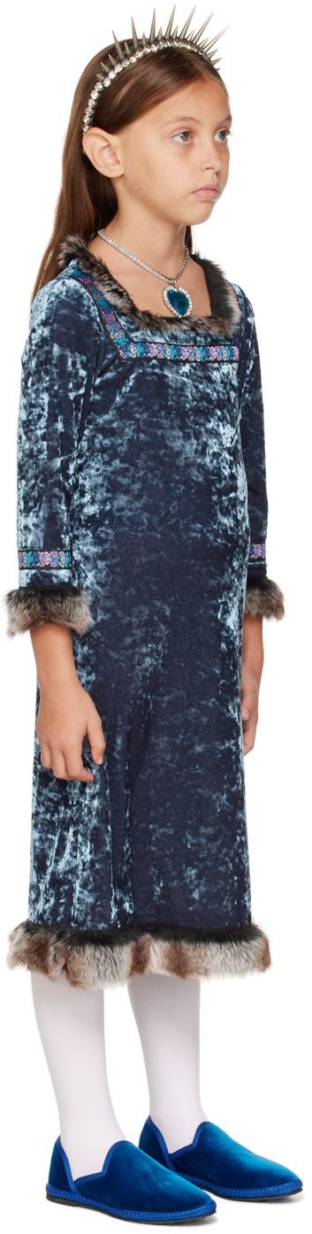 Anna Sui Ssense Exclusive Kids Blue Princess Halloween Costume Dress In Slate Blue Multi