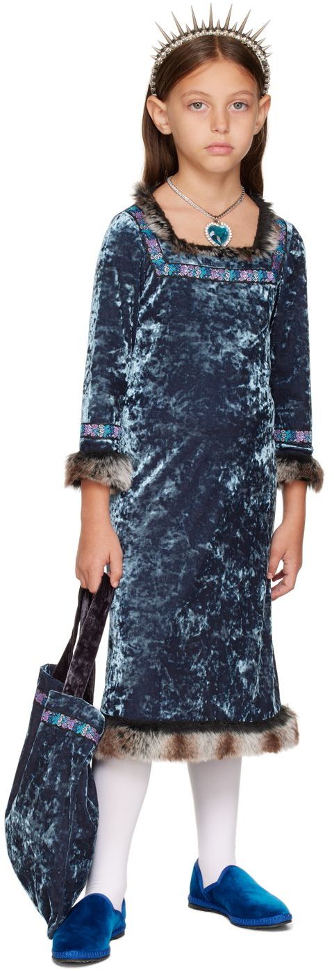 Anna Sui Ssense Exclusive Kids Blue Princess Halloween Costume Dress In Slate Blue Multi