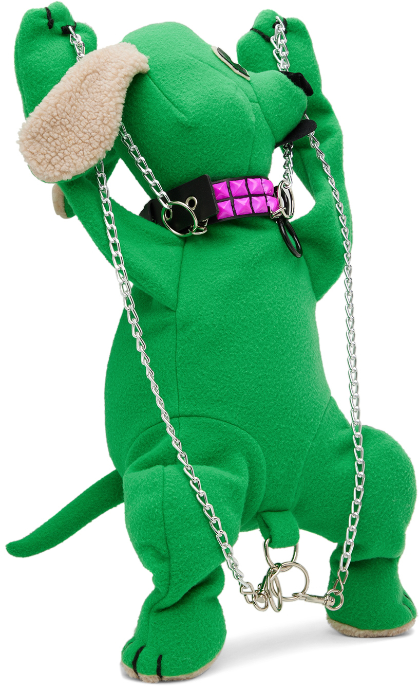 Anna Sui Ssense Exclusive Kids Green Fleece Doggy Backpack In Green