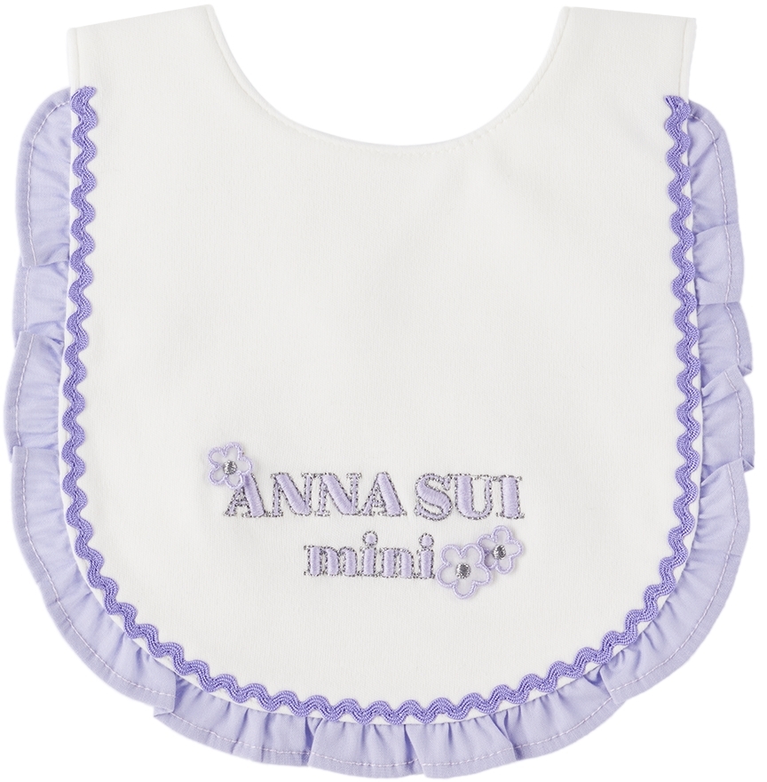 Anna Sui Mini Ssense Exclusive Baby White Bib In Lavender 61