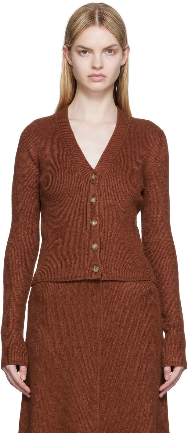 Joseph: Burgundy Stitch Cardigan | SSENSE