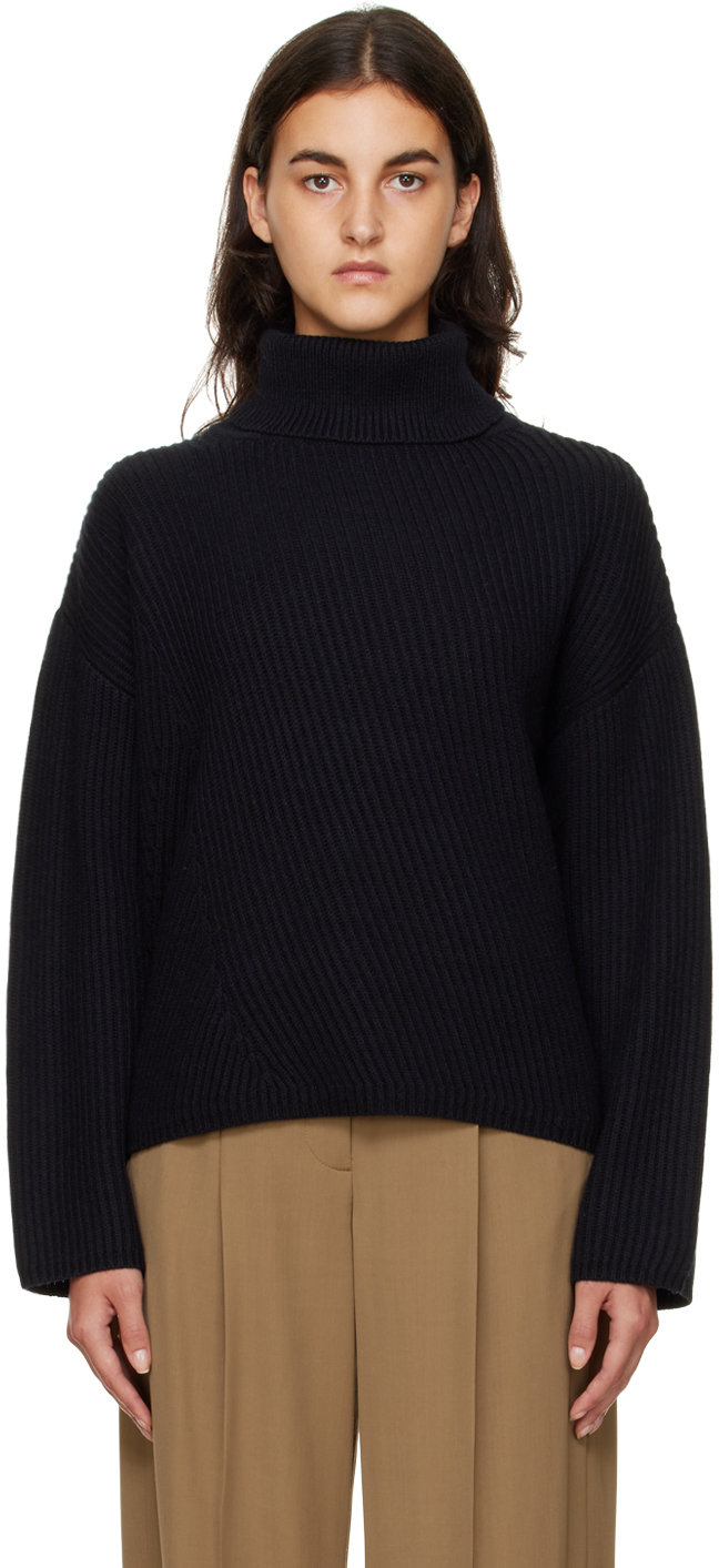 Black Cotton Turtleneck by Joseph on Sale