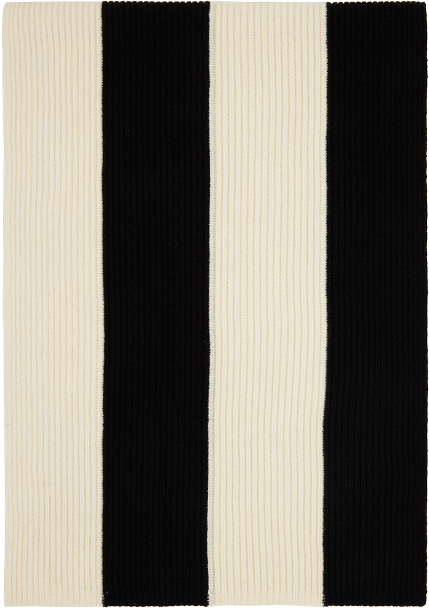 Joseph Black & Off-white Striped Scarf In 0011 Black Combo
