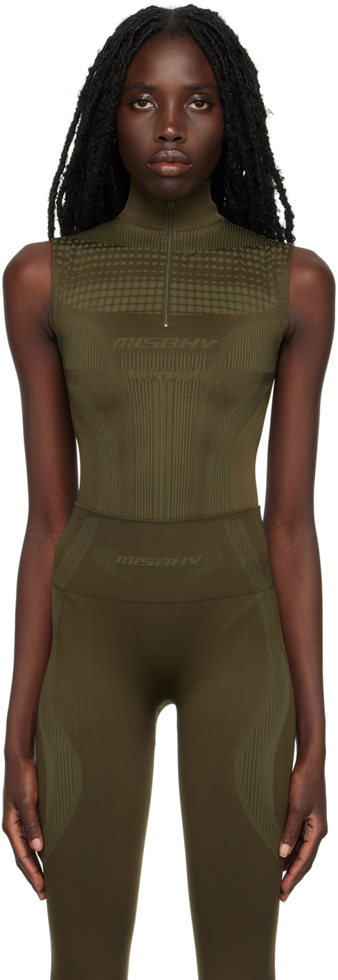 Shop Misbhv Khaki Europa Bodysuit In Olive