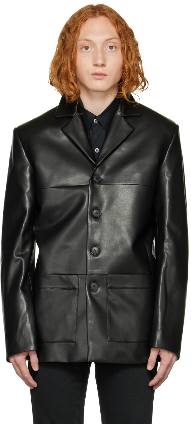 Black Davide Faux-Leather Blazer