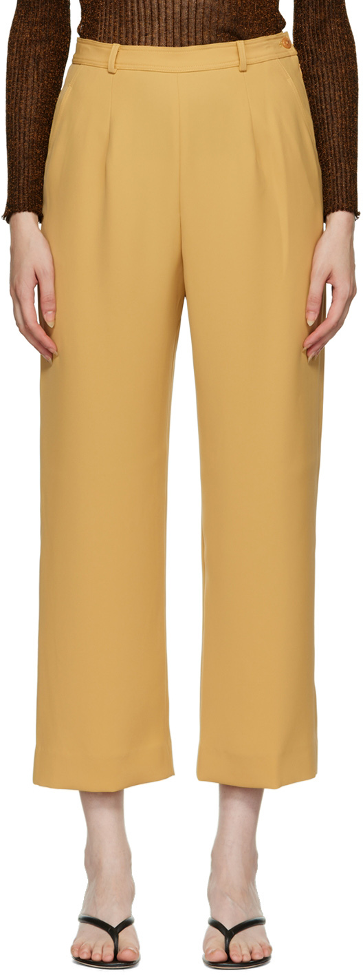 SSENSE Exclusive Yellow Alix Trousers by Maiden Name on Sale