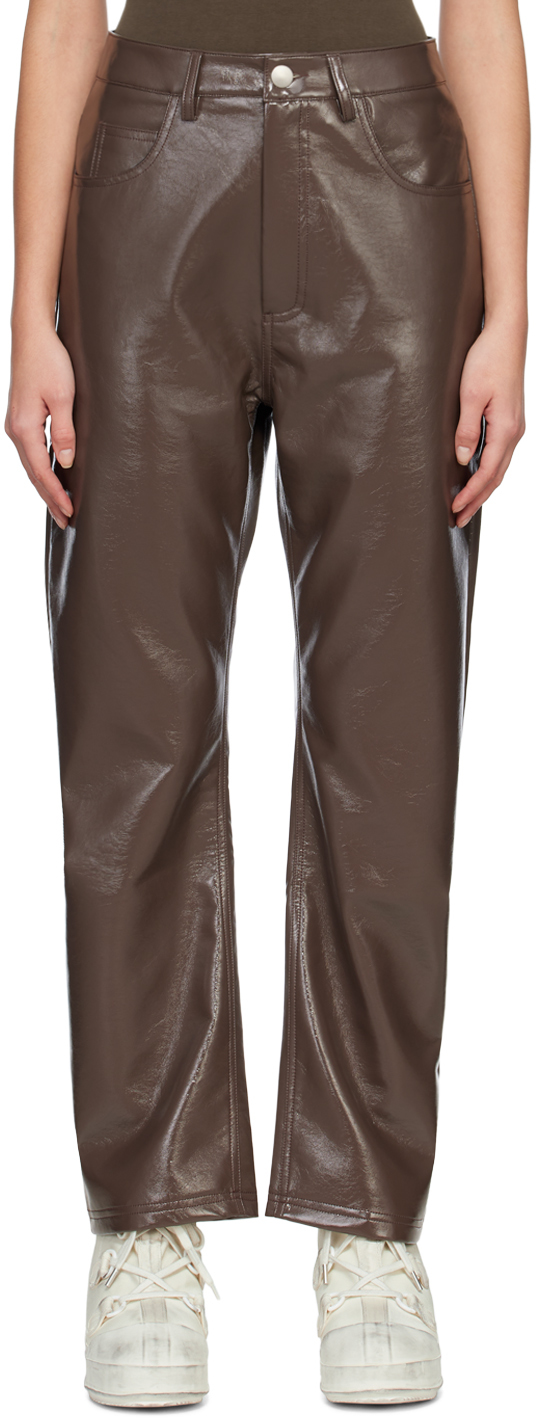 Ssense Donna Abbigliamento Pantaloni e jeans Pantaloni Pantaloni di pelle Brown Zelda Regenerated Leather Pants 