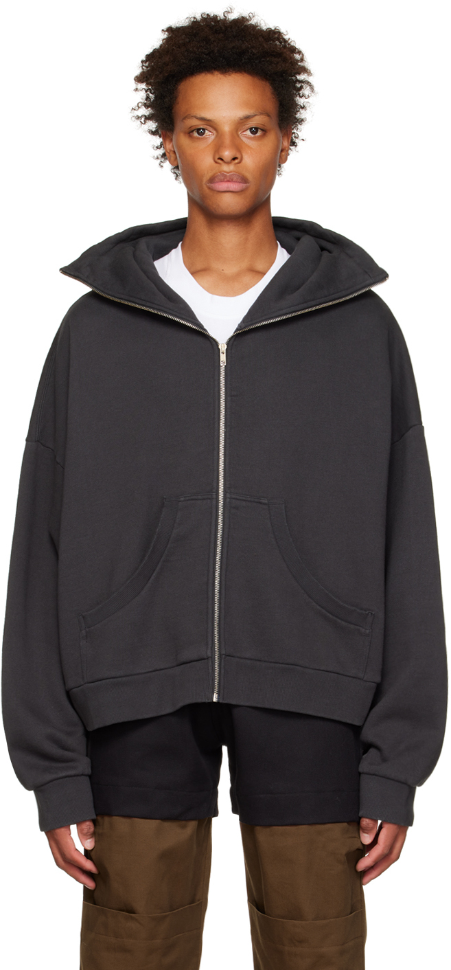 Black Full Zip Hoodie by Entire Studios on Sale