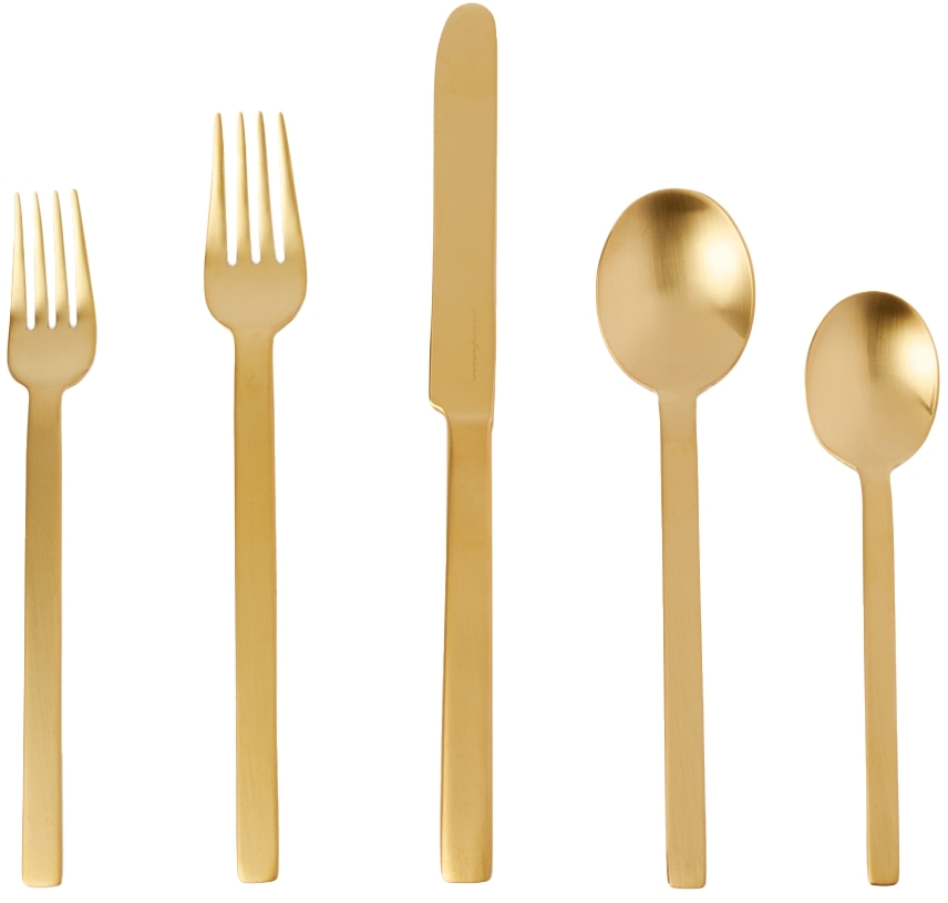 Gold Stile Cutlery Set 5 Pcs By Mepra SSENSE