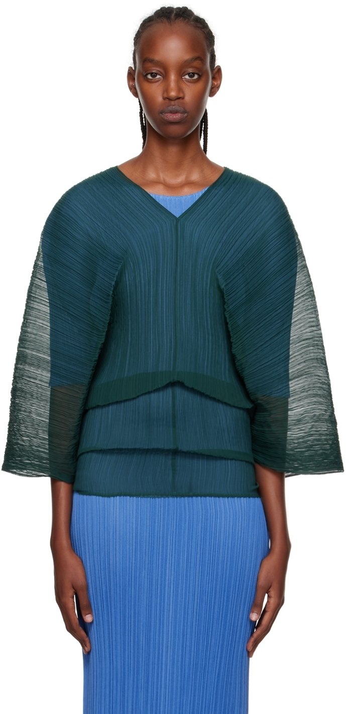Pleats Please Issey Miyake Green Madame T Scarf