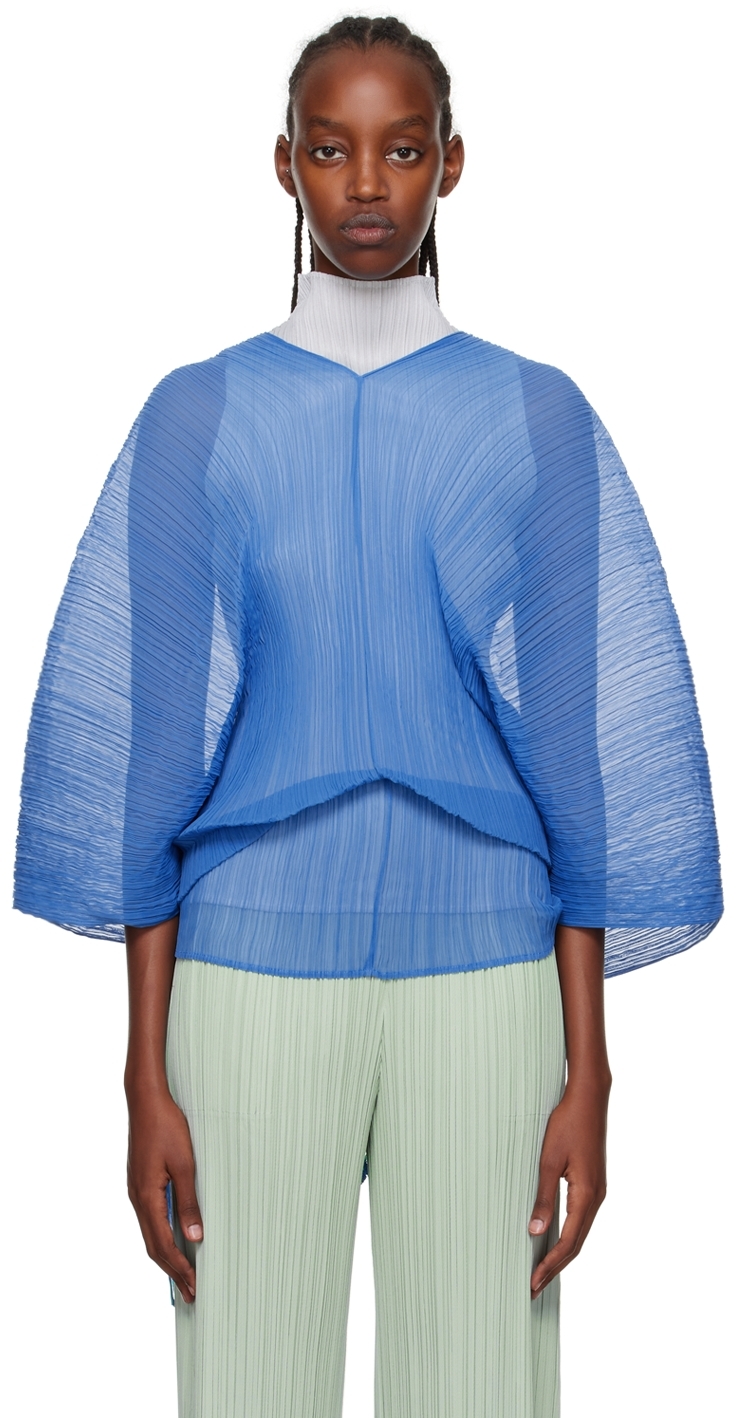 Pleats Please Issey Miyake Blue Madame T Scarf