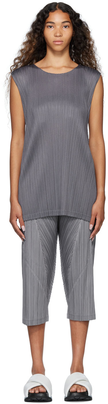 Pleats Please Issey Miyake: Gray Monthly Colors July Minidress