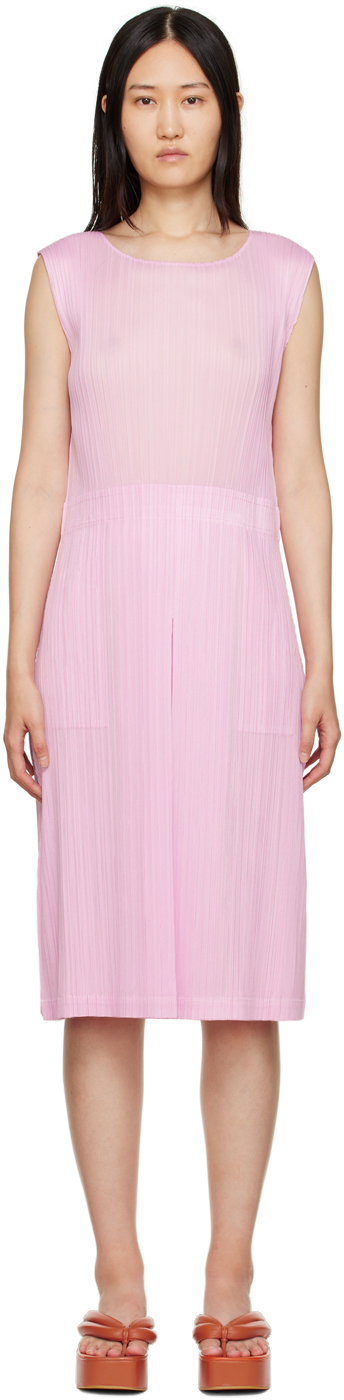 Pleats Please Issey Miyake Pink Monthly Colors September Midi Dress