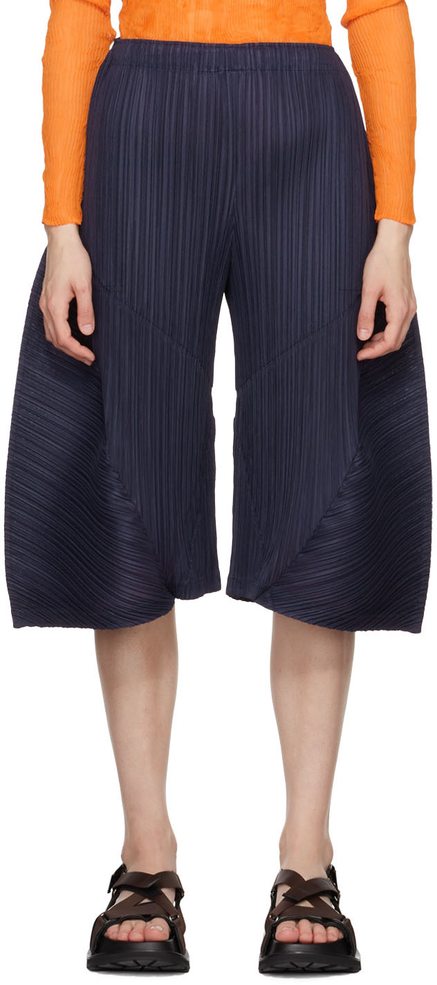 Pleats Please Issey Miyake Navy Thicker Bounce Trousers