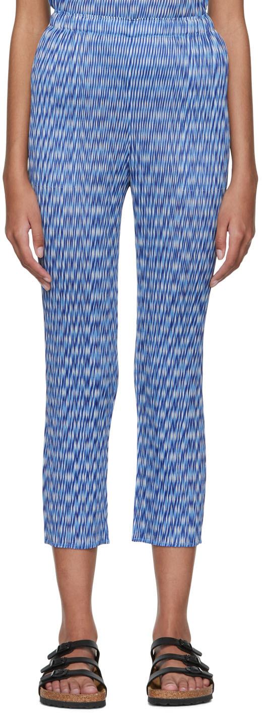 Pleats Please Issey Miyake Blue Polyester Trousers