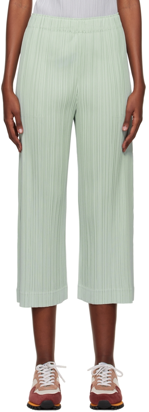 Pleats Please Issey Miyake Green Opaque Trousers