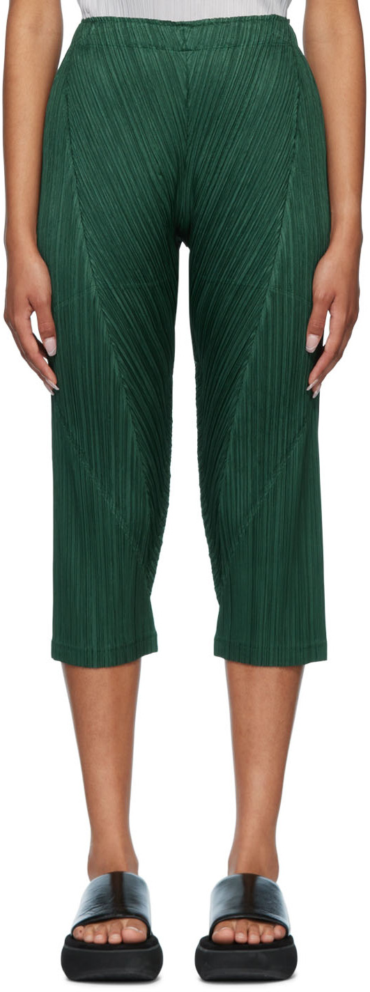 Pleats Please Issey Miyake Green Thicker Bottoms 1 Trousers