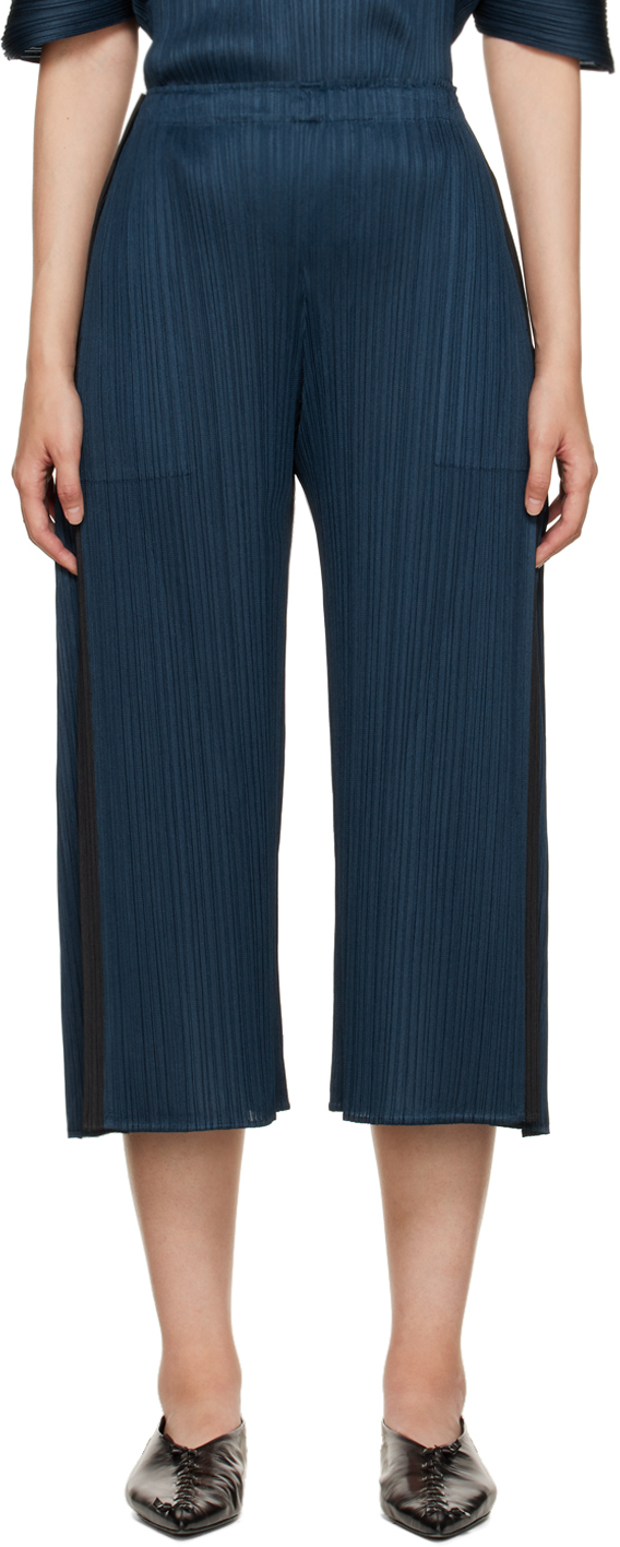 Pleats Please Issey Miyake Navy Rectangle Trousers