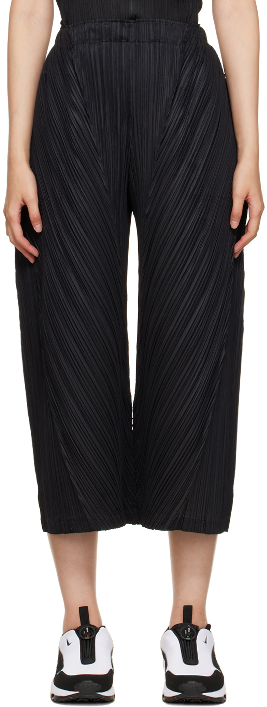 Pleats Please Issey Miyake: Black Thicker Bottoms 2 Trousers