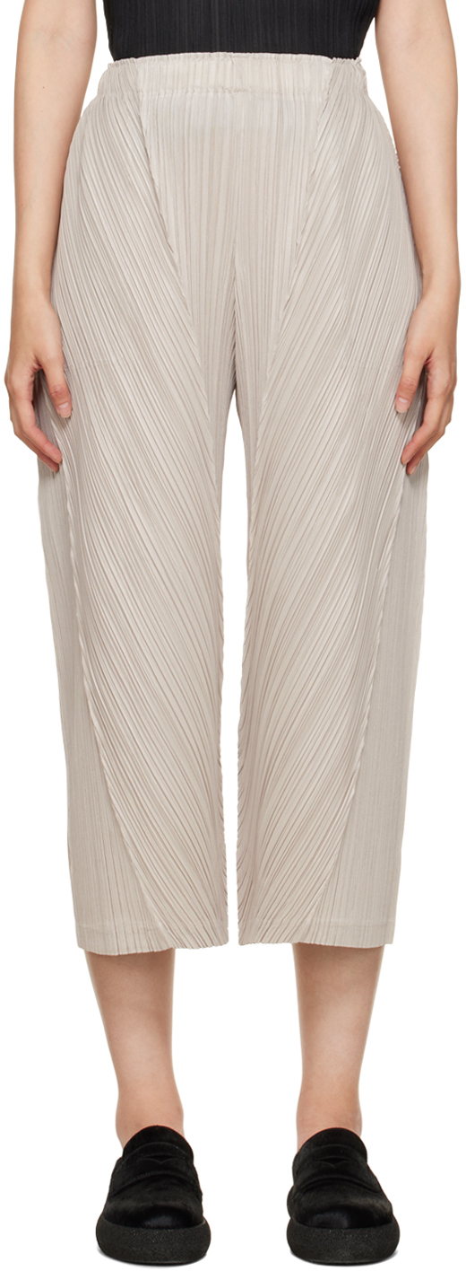 Pleats Please Issey Miyake Beige Thicker Bottoms 2 Trousers