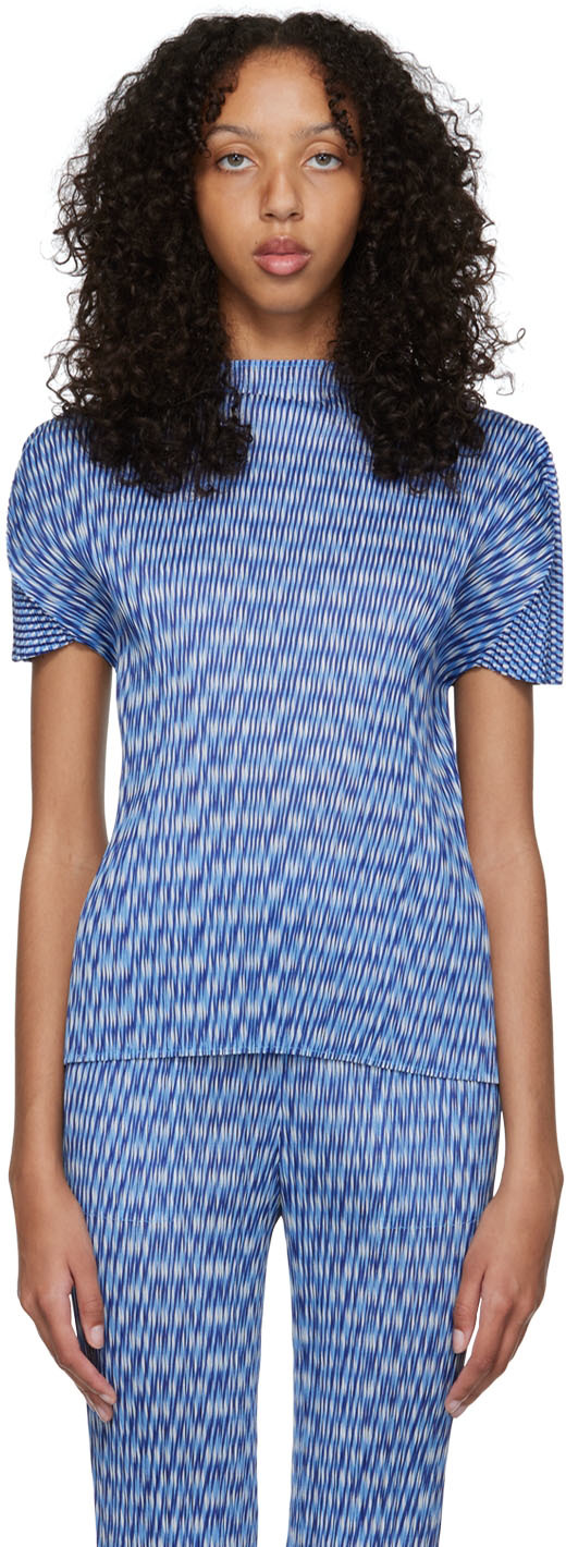 Pleats Please Issey Miyake Blue Polyester Sweater