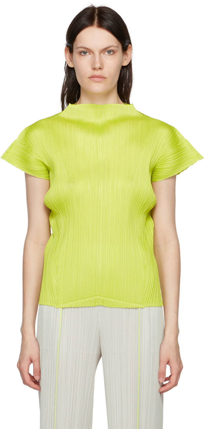 Pleats Please Issey Miyake: Green Balmy Turtleneck | SSENSE