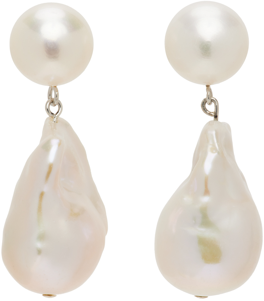 Sophie Buhai: White Essential Pearl Earrings | SSENSE Canada