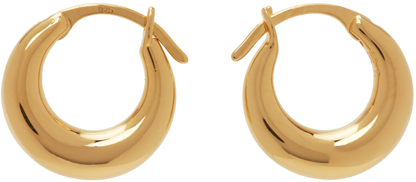 Ssense Donna Accessori Gioielli Orecchini Brown & Gold Leather Twist Hoop Earrings 