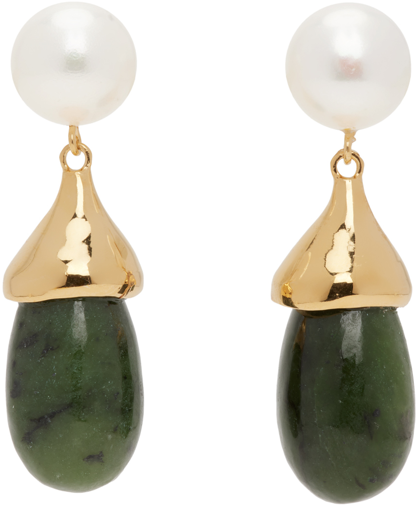 Sophie Buhai Green & White Audrey Earrings In 18k Gold Vermeil