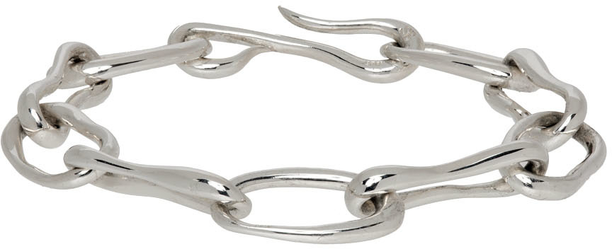 SSENSE Men Accessories Jewelry Bracelets Silver Chain Braided Bracelet 
