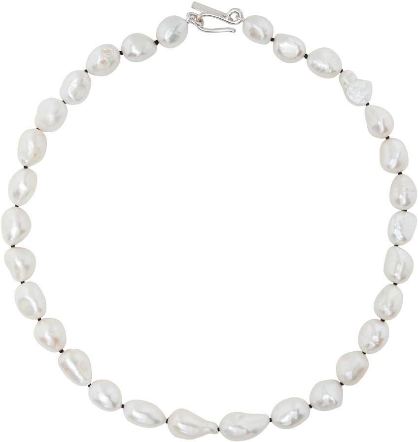 Silver Simple Baroque Pearl Necklace 