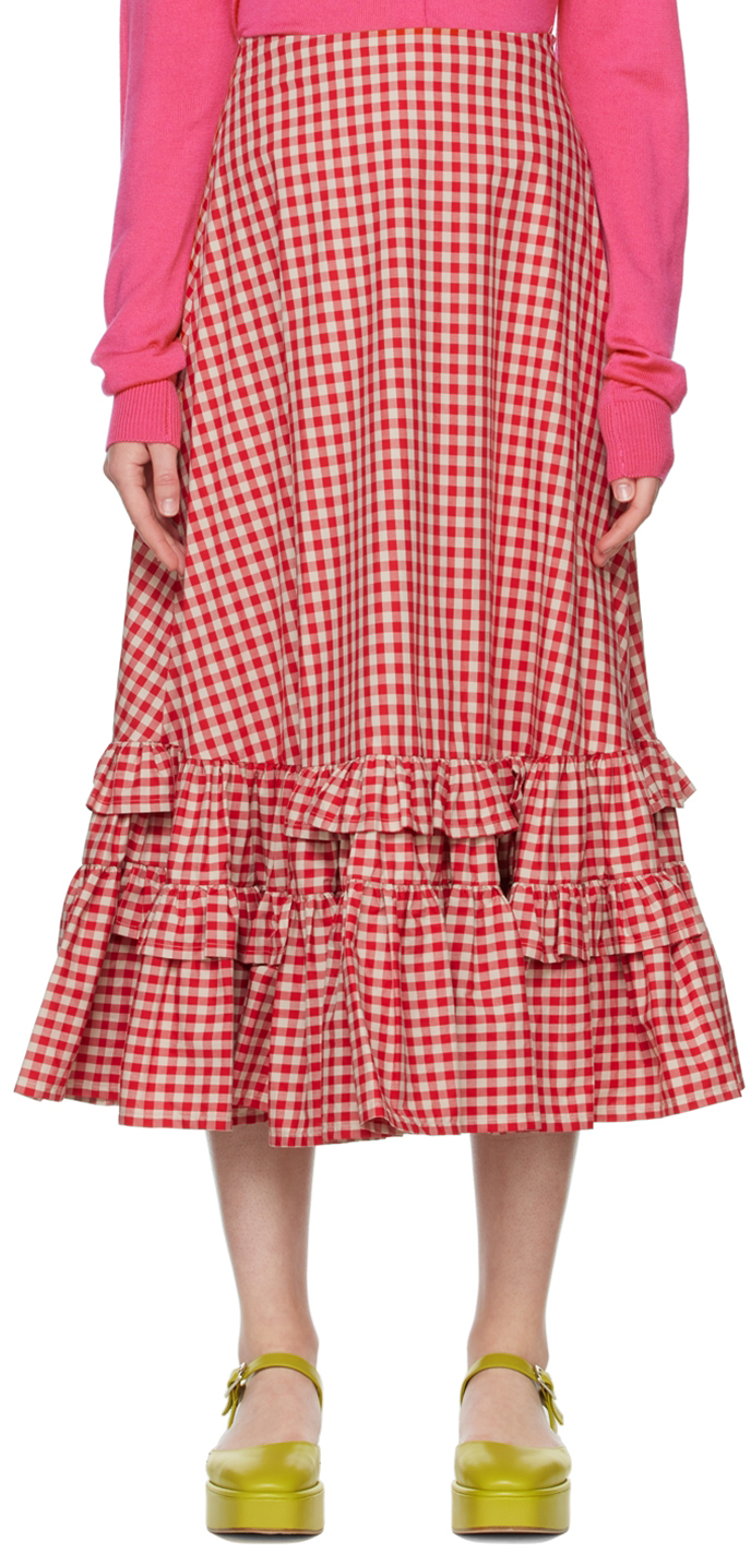 Molly Goddard Red Cotton Maxi Skirt