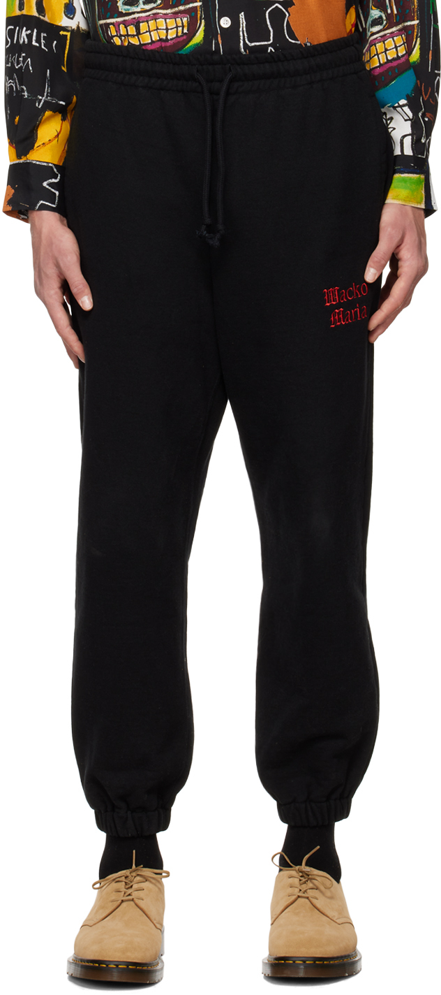 WACKO MARIA: Black Embroidered Lounge Pants | SSENSE Canada