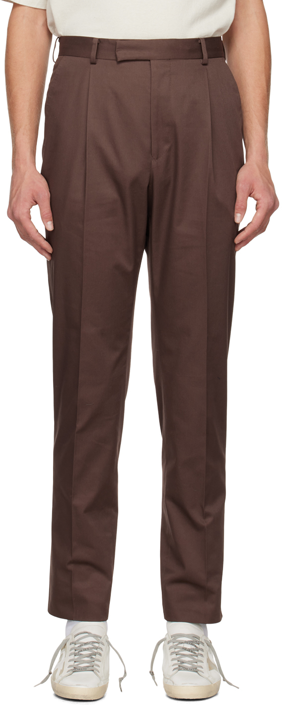 Brown Pleated Trousers by WACKO MARIA on Sale