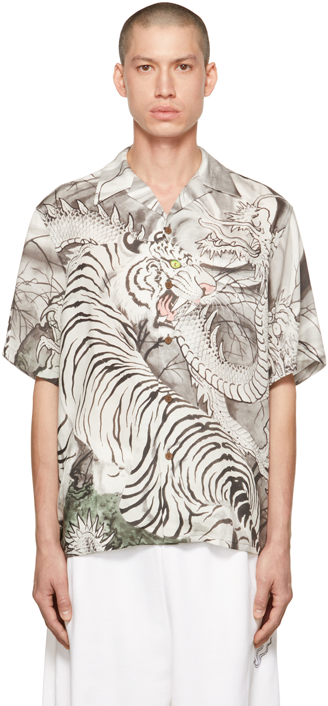 Black & White Tim Lehi Shirt by WACKO MARIA on Sale