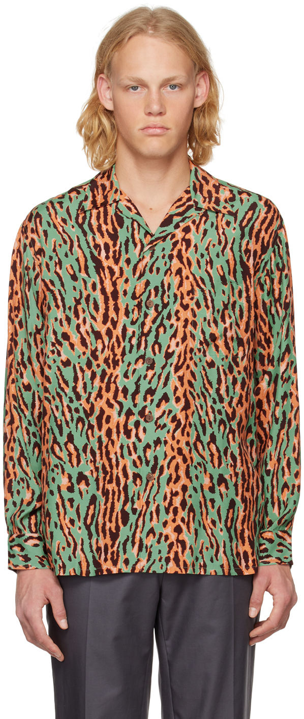 Wacko Maria Green Leopard Shirt | ModeSens