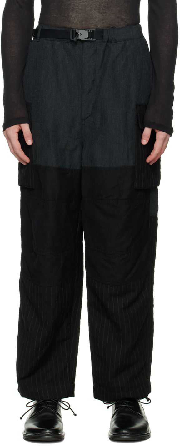 Black Striped Cargo Pants by The Viridi-anne on Sale